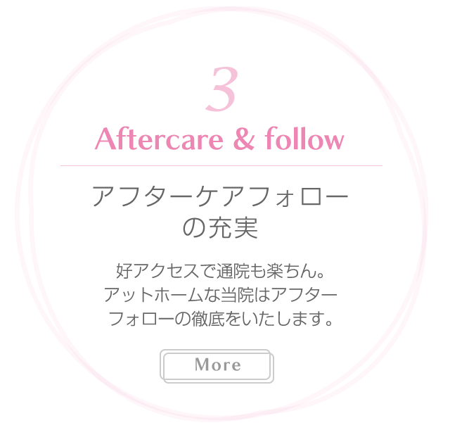 アフターケアフォローの充実
